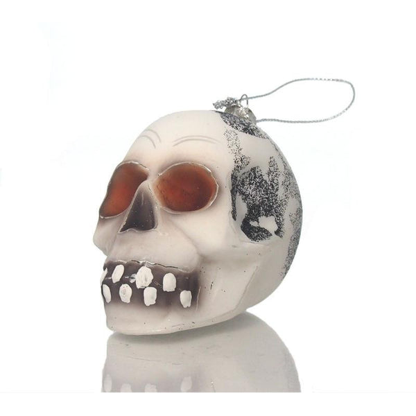 White Glass Skull Ornament