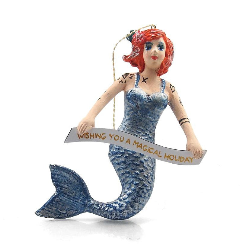 Mermaid "Wishing You a Magical Holiday" Ornament, B