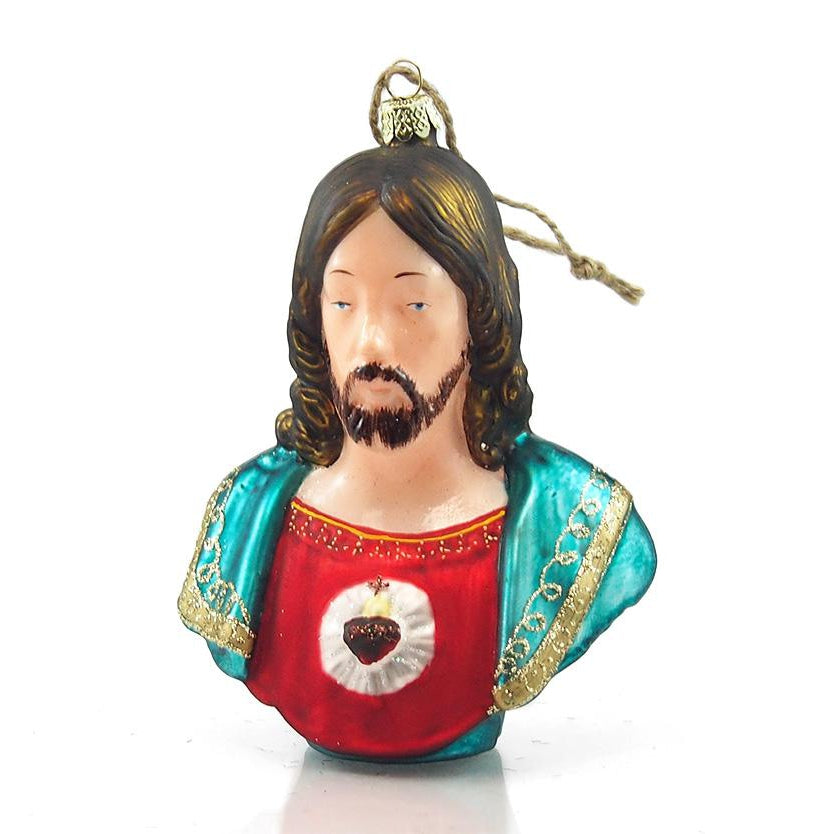 Jesus Christ Bust Glass Ornament