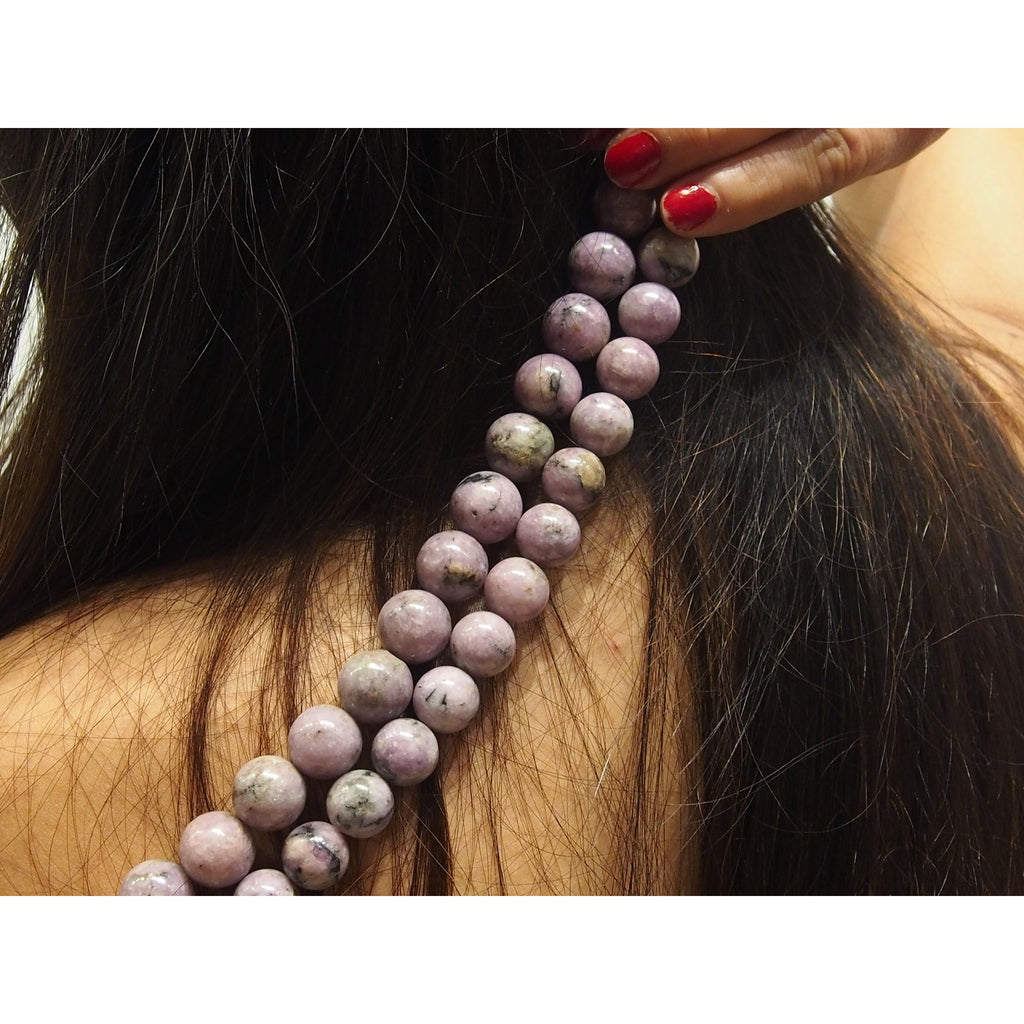 Lilac Lepidolite Smooth Rounds 14mm, 16mm Strand