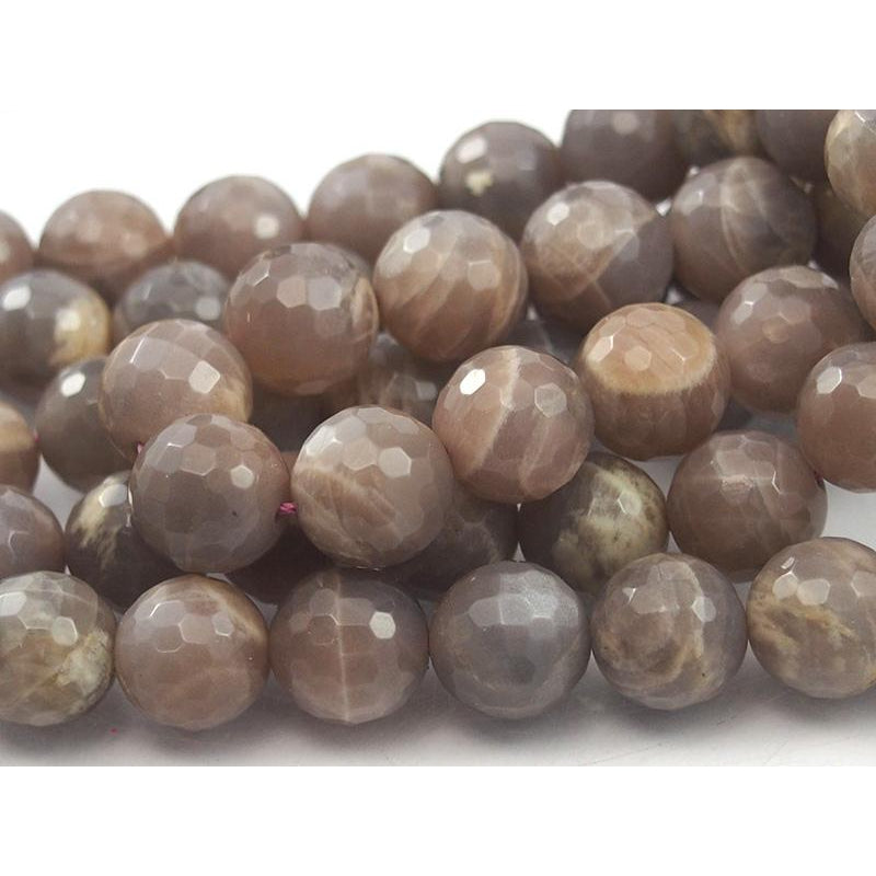 Peach Moonstone Faceted Rounds 12mm Strand