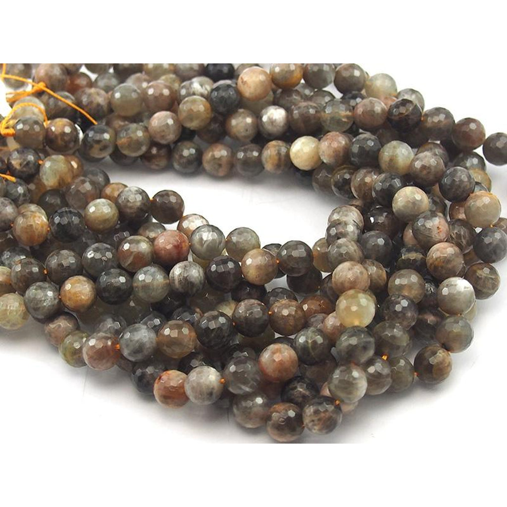 Moonstone Coffee Faceted Round 10mm Strand