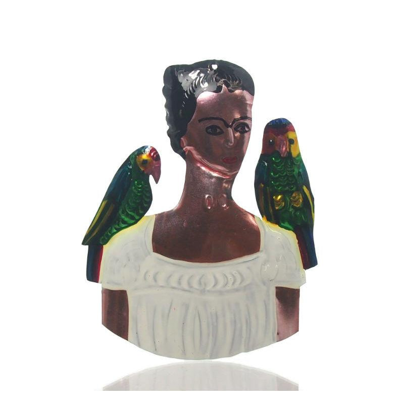 Frida Kahlo With Parrots Tin Ornament, A