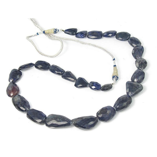 Sapphire Faceted Graduated Nugget Strand