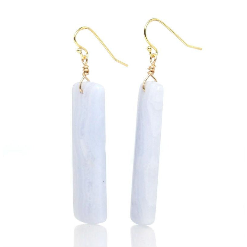 Blue Lace Agate Earrings with Gold Filled French Ear Wires