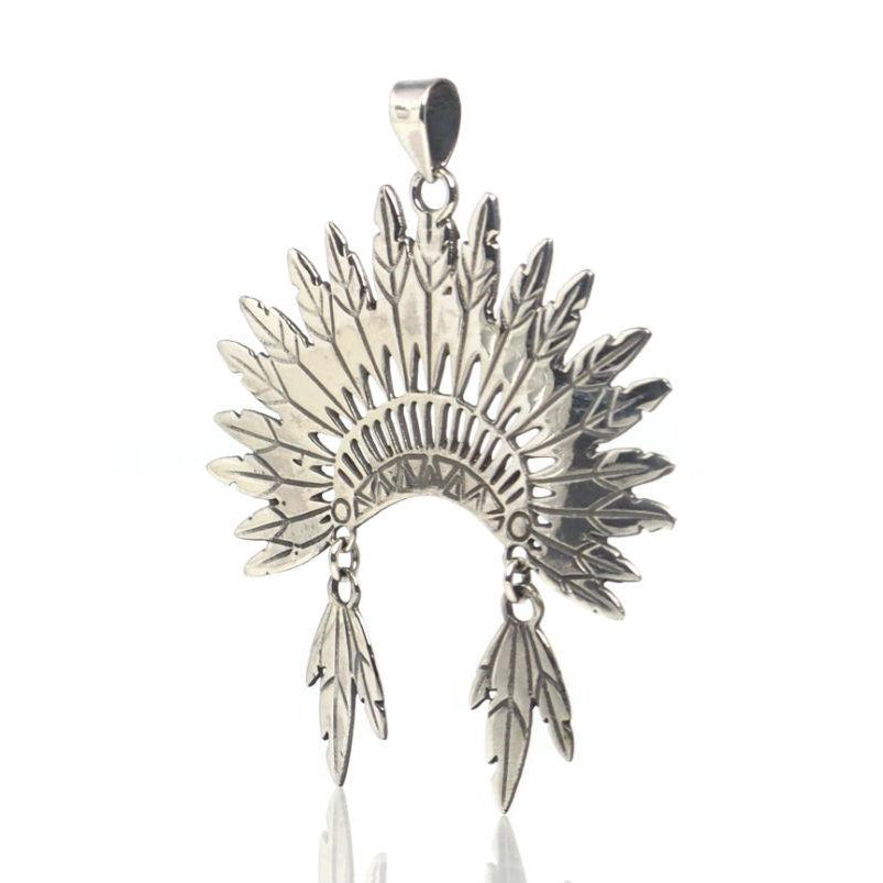 Sterling Silver Feather Headdress Pendant