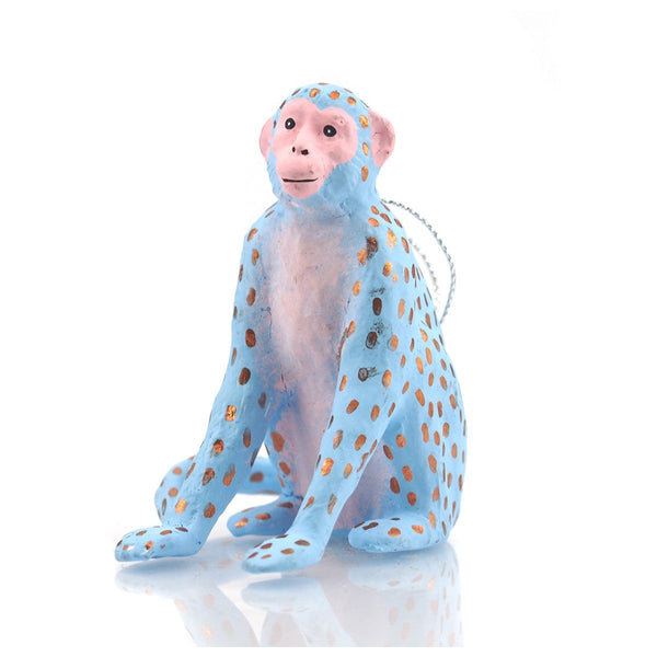 Curious Blue Monkey Handmade Ornament, A