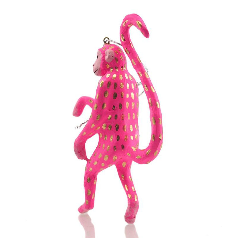 Curious Pink Monkey Handmade Ornament, B