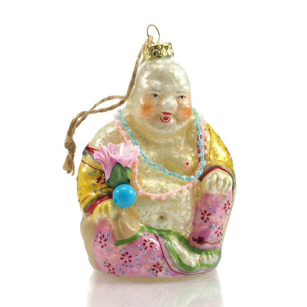 Happy Buddha Glass Ornament
