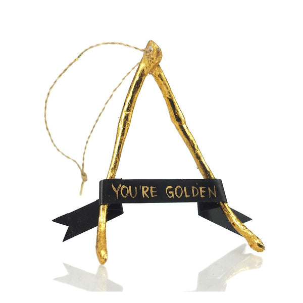 Lucky "You're Golden" Wishbone Ornament