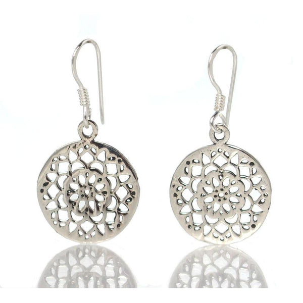 Sterling Silver Mandala French Wire Earrings