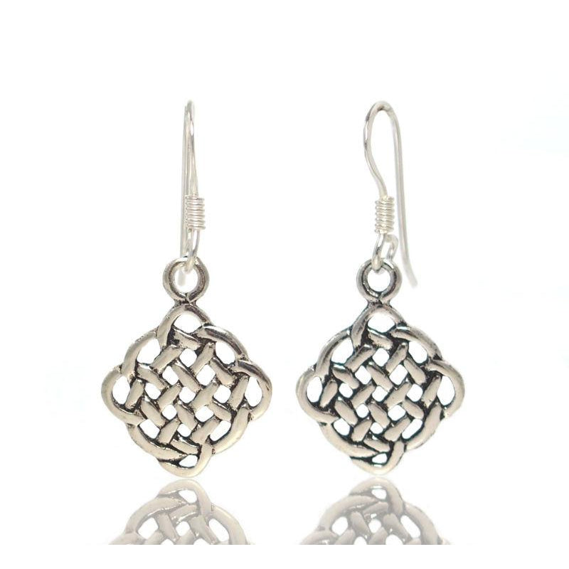 Sterling Silver Celtic Diamond Window Earrings