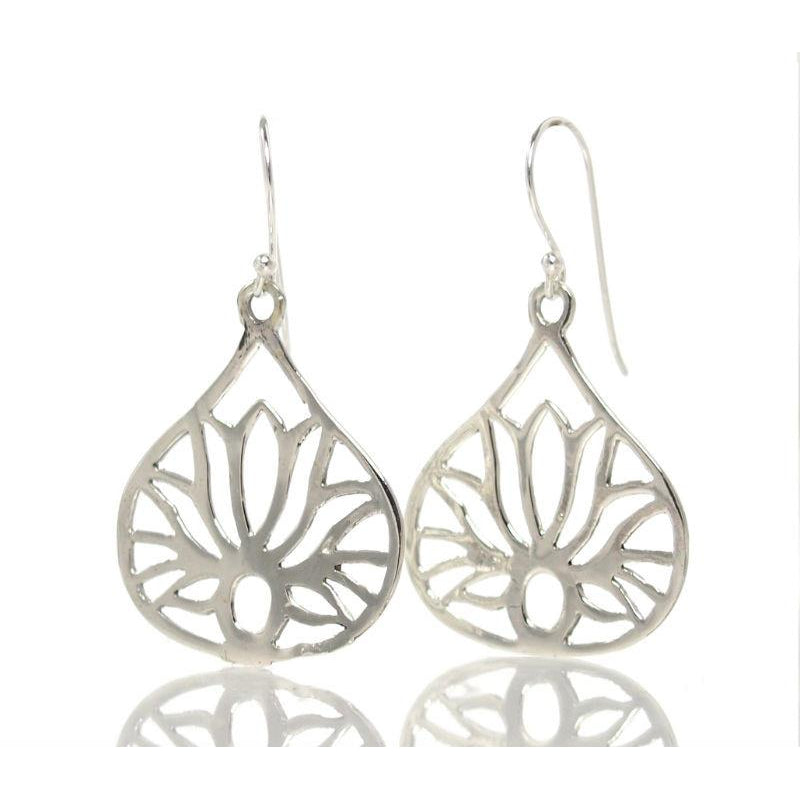 Sterling Silver Lotus Blossom Earrings, Medium
