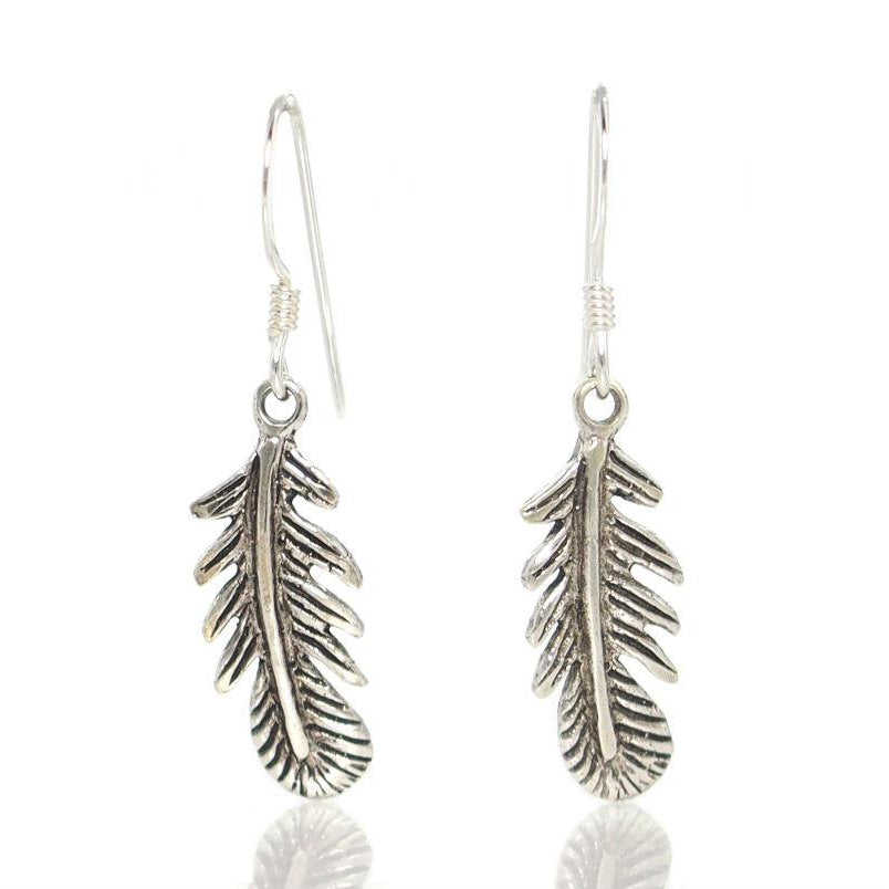 Sterling Silver Tiny Feather Earrings