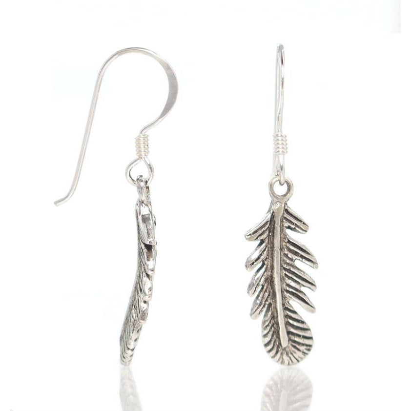 Sterling Silver Tiny Feather Earrings