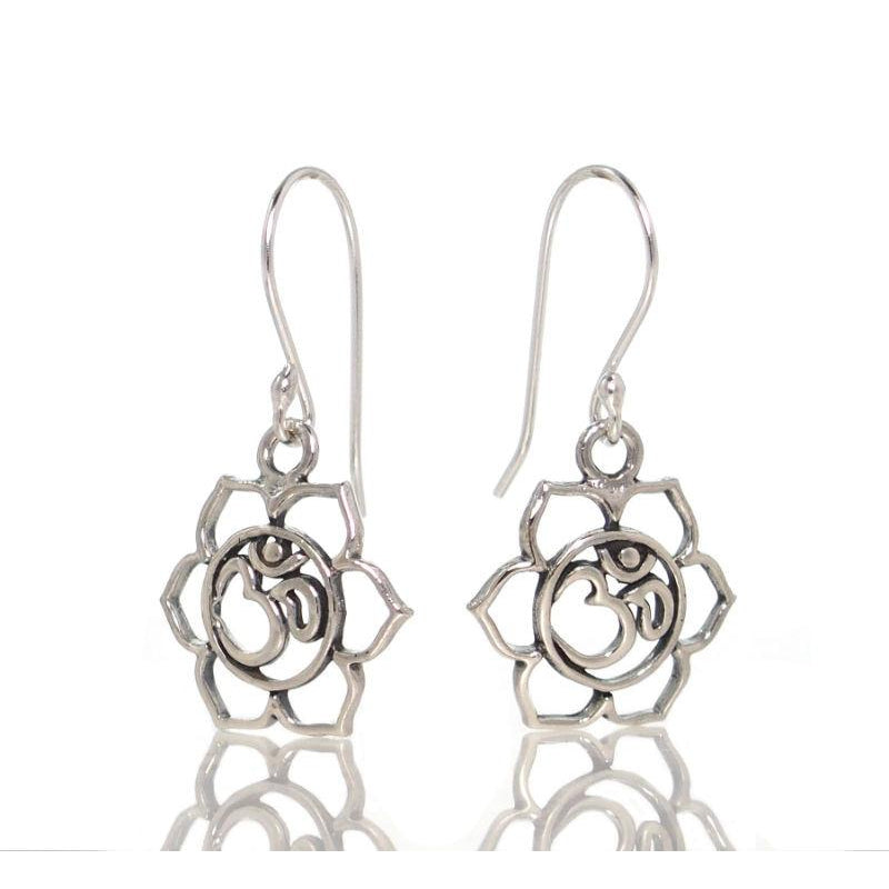 Sterling Silver Om Flower Earrings