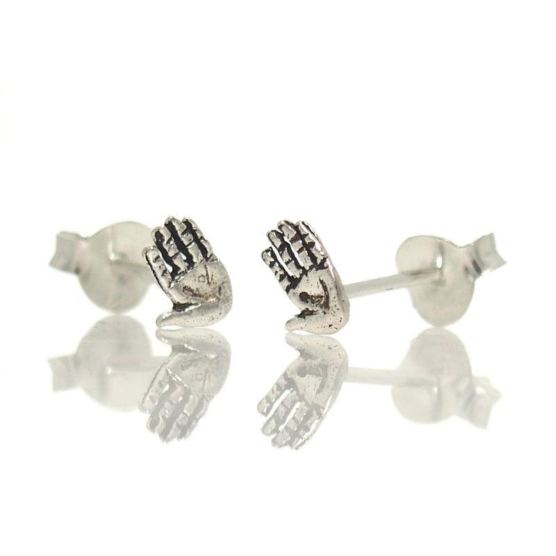 Sterling Silver Tiny Hand Stud Earrings