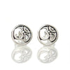 Om Circle Sterling Silver Stud Earrings