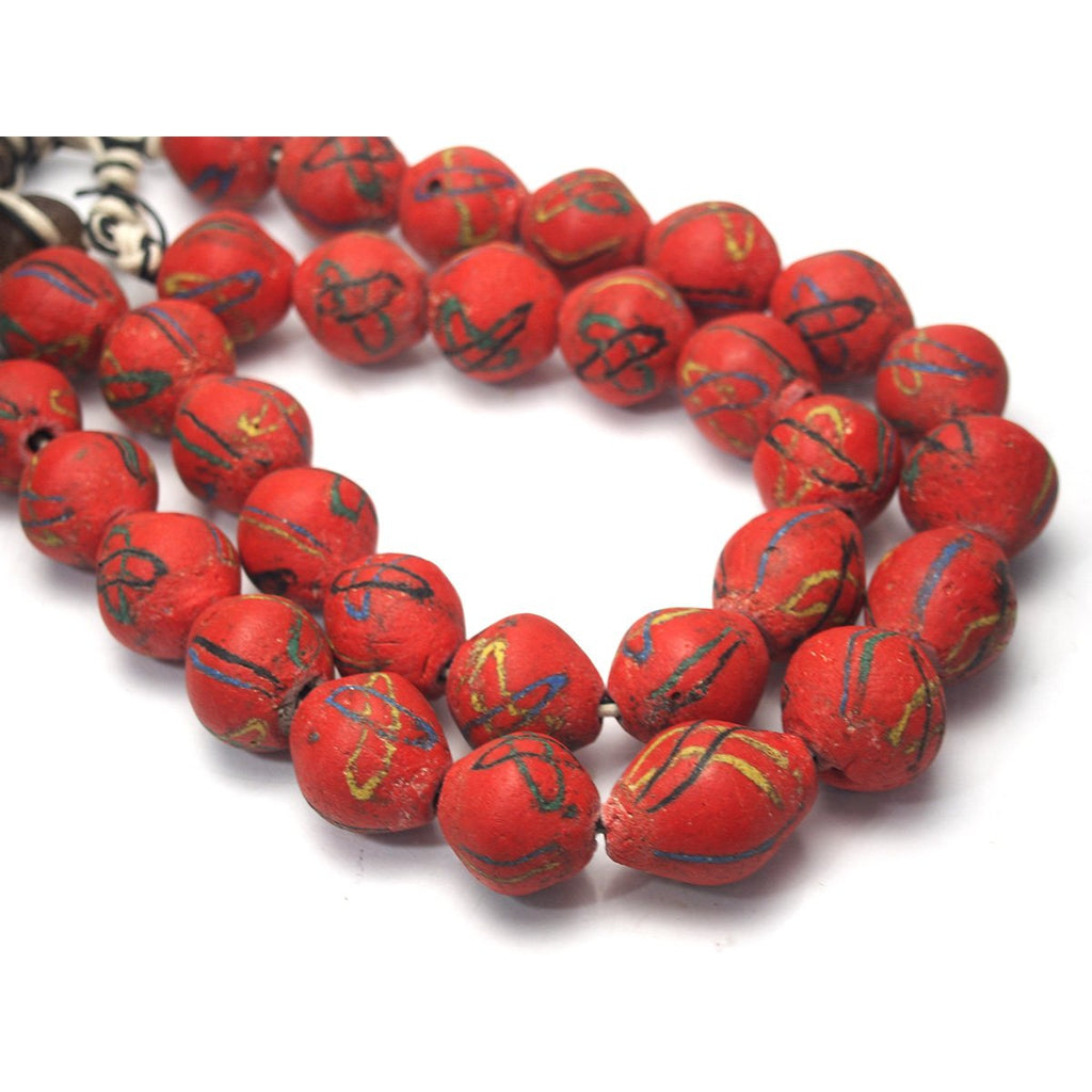 Akoso Rare Red Heirloom Powder Glass Beads from Ghana