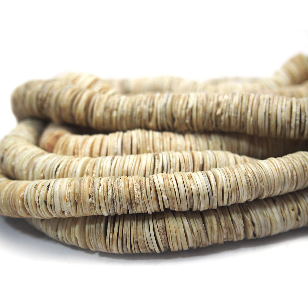 Antique Shell Heishi Beads Extra Thin from Kenya