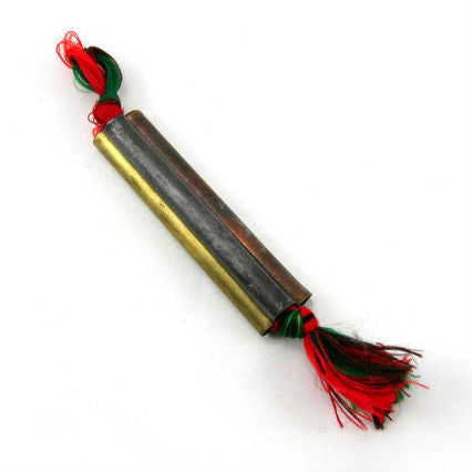 Prayer Scroll "Takrut" with the Thai Three Sacred Metals Amulet Red Cord