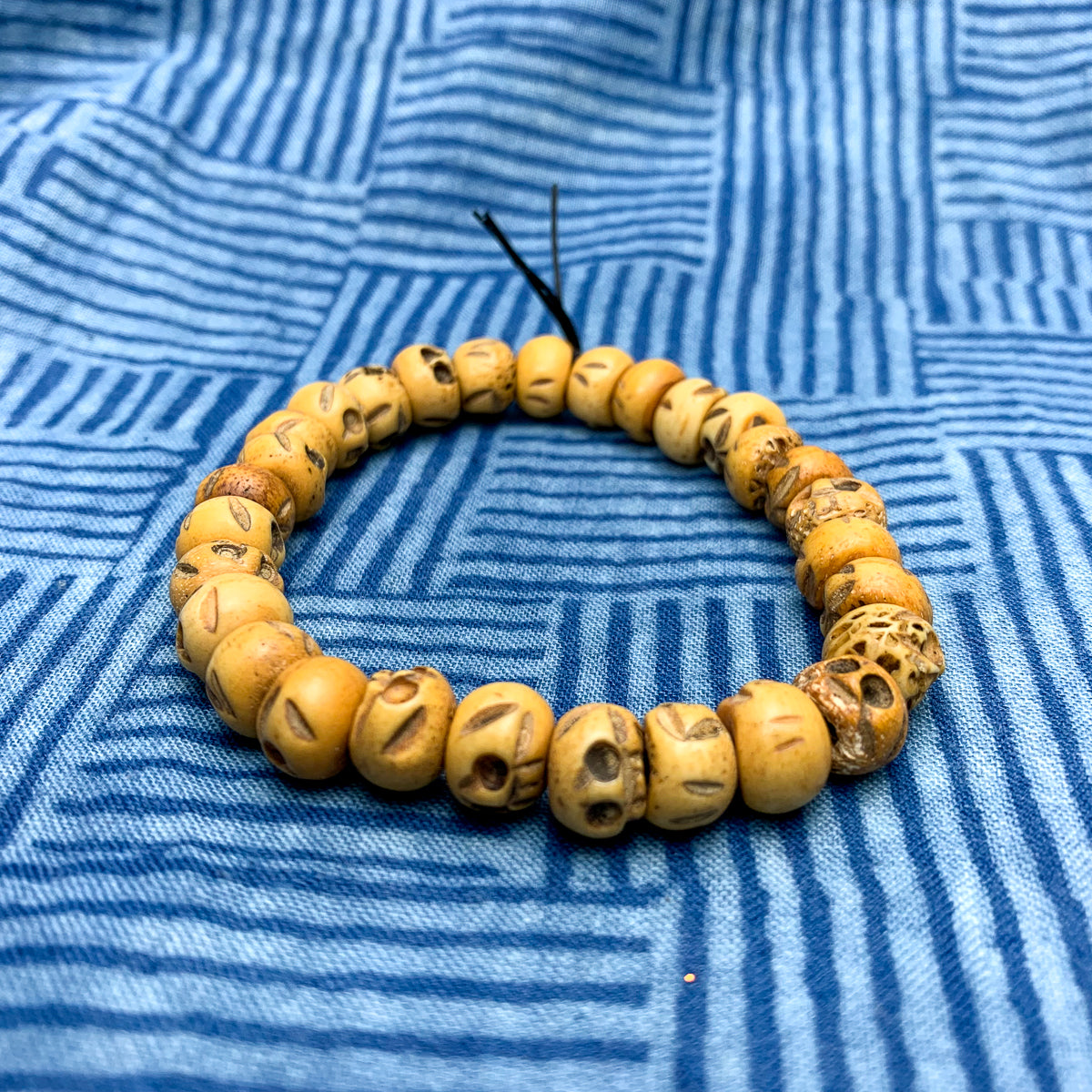 Detail Carved Natural Olive Pit Skull Beads Bracelet -C032012 - 3JADE  wholesale of jade carvings, jewelry, collectables, prayer beads