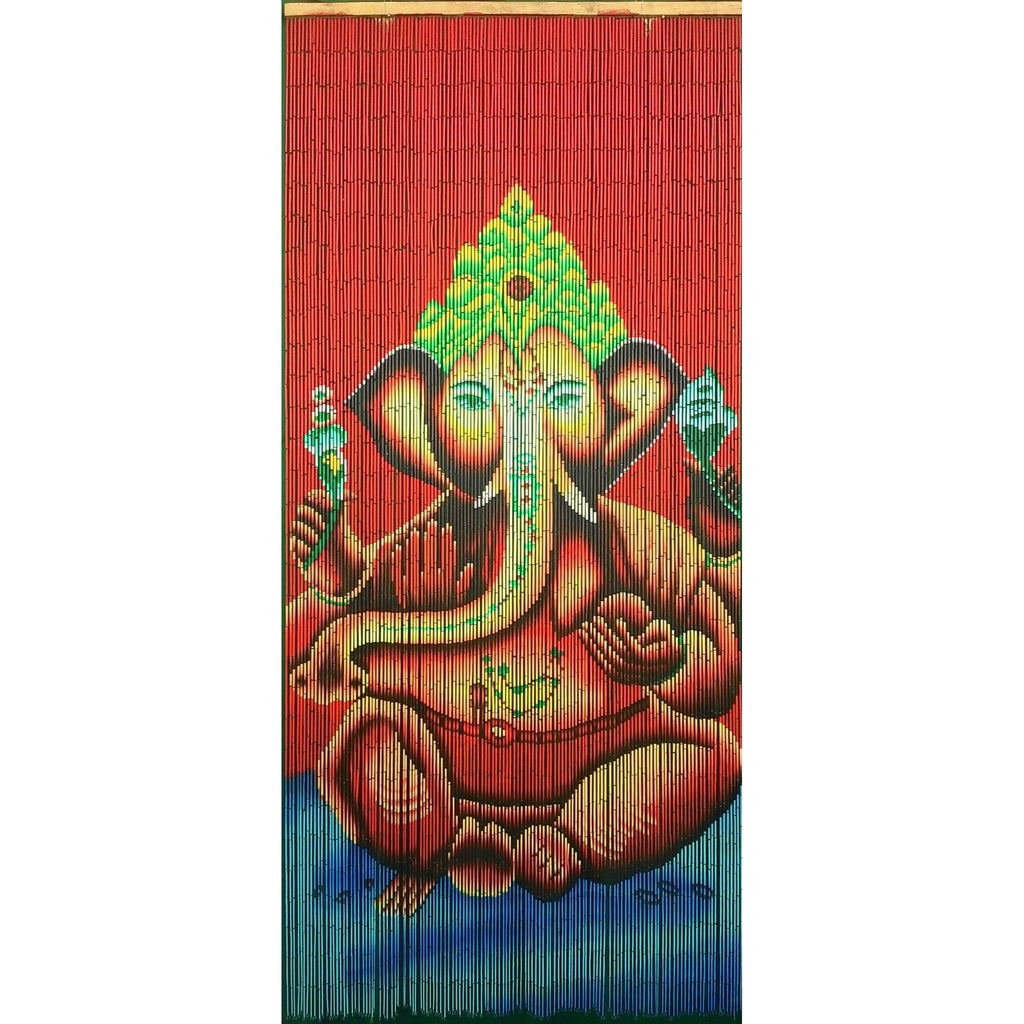 Bamboo Beaded Curtain Hand Painted - Ganesha