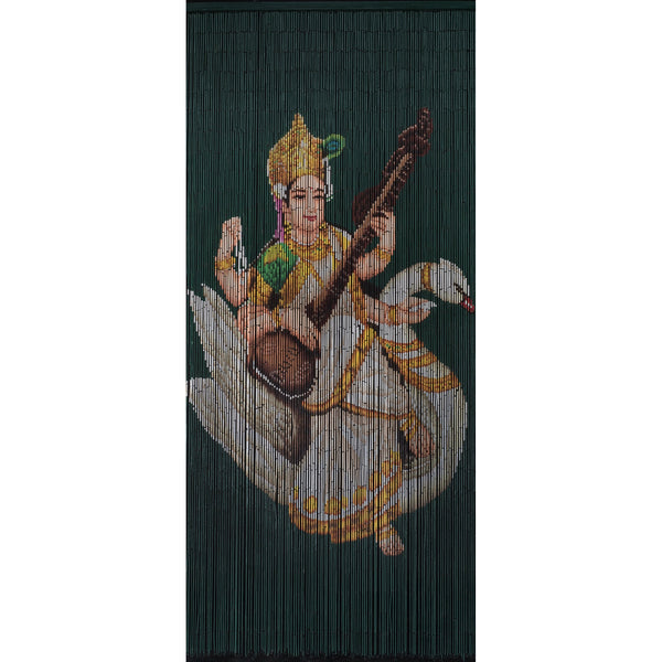Bamboo Beaded Curtain Hand Painted - Saraswati