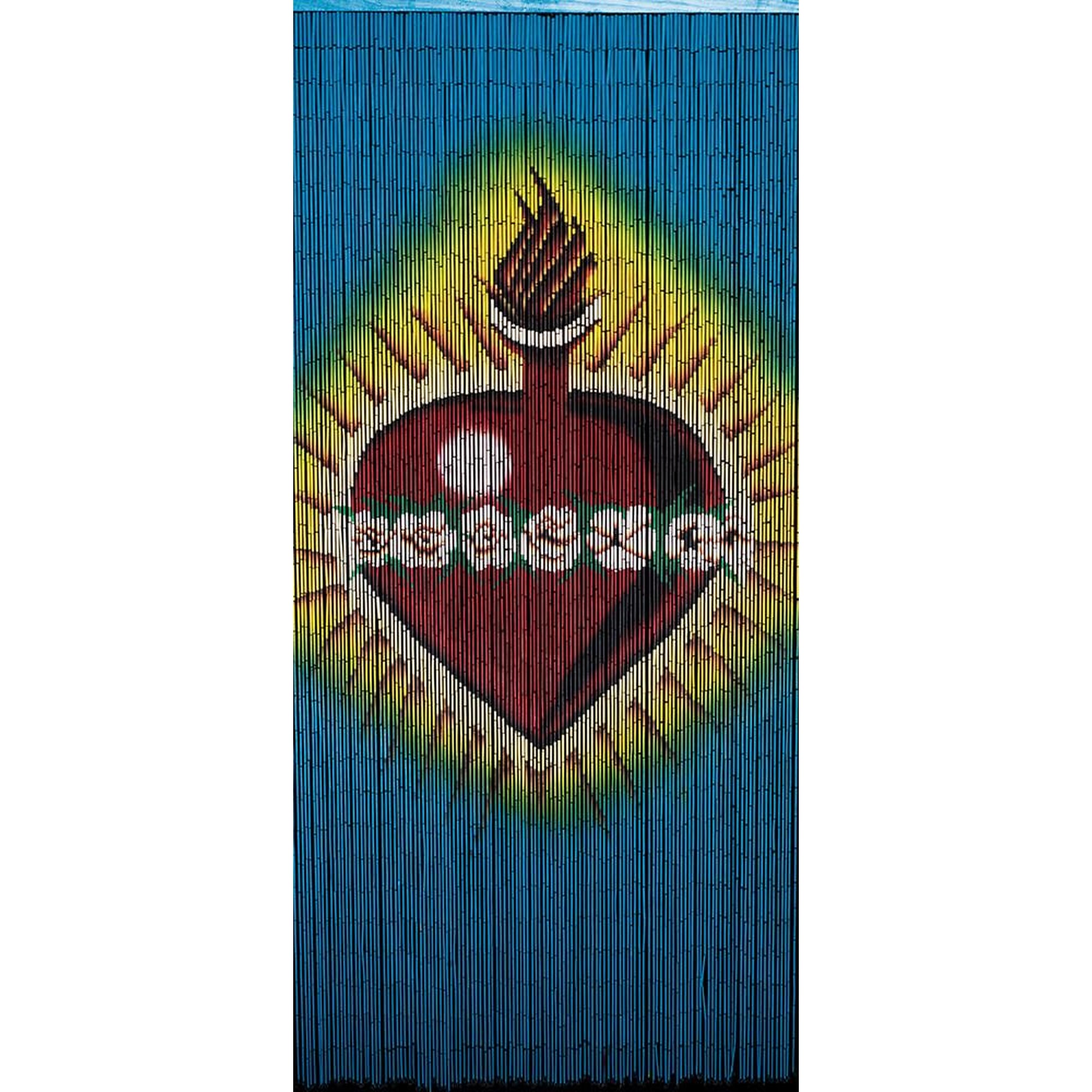 Bamboo Beaded Curtain Hand Painted - Sacred Heart / Sagrado