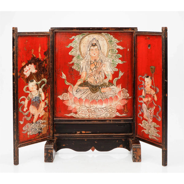 Sino-Tibetan Three-Part Altar Depicting White Tara