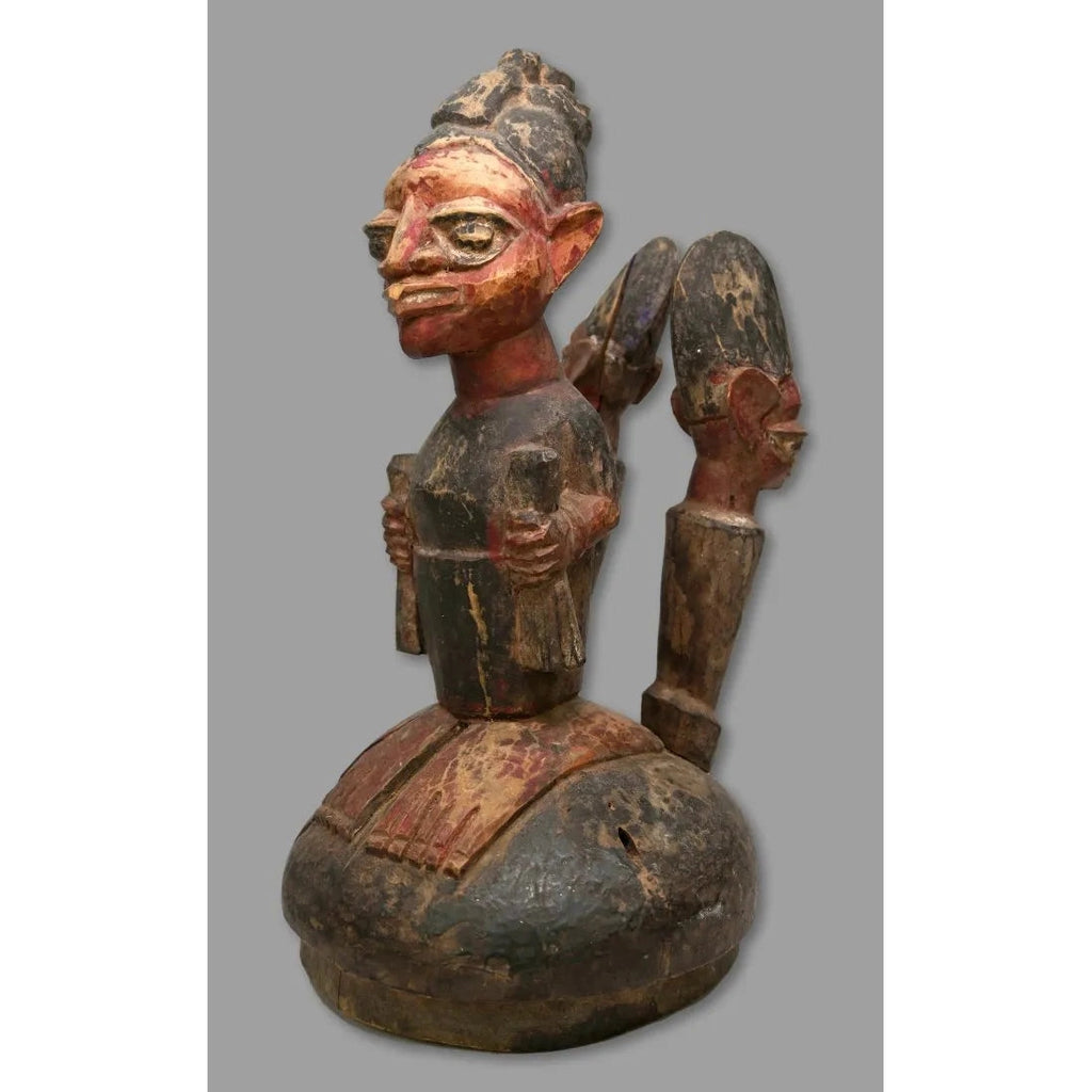 Yoruba Divination Bowl Lid with Figures, Nigeria #869