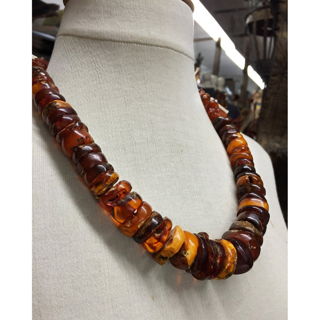 Natural Baltic Amber Sliced Nugget Trade Necklace/Strand