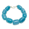Aquamarine Smooth Barrel Knotted Bracelet With Sterling Silver Trigger Clasp