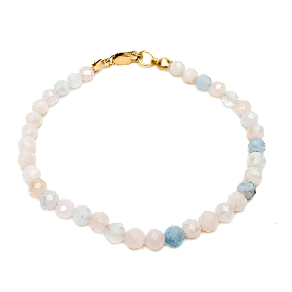 Aquamarine / Beryl Faceted 4mm Bracelet With Gold-Filled Lobster Clasp