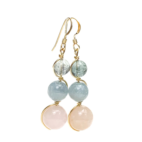Aquamarine & Morganite Earrings With Gold-Filled French Earwires