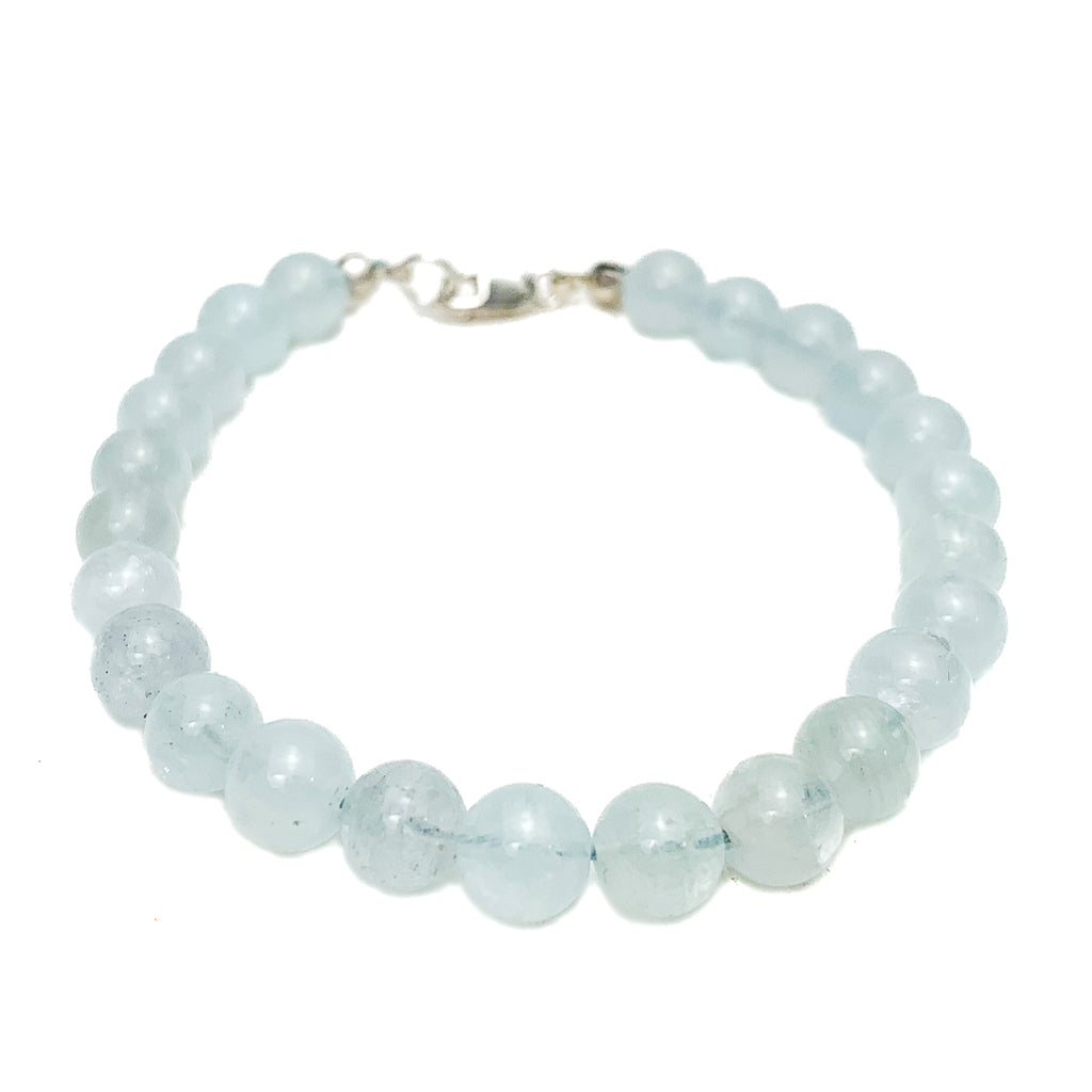 Aquamarine 7mm Bracelet With Sterling Silver Lobster Clasp