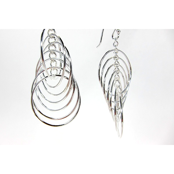 Sterling Silver Circle Cascade Earrings