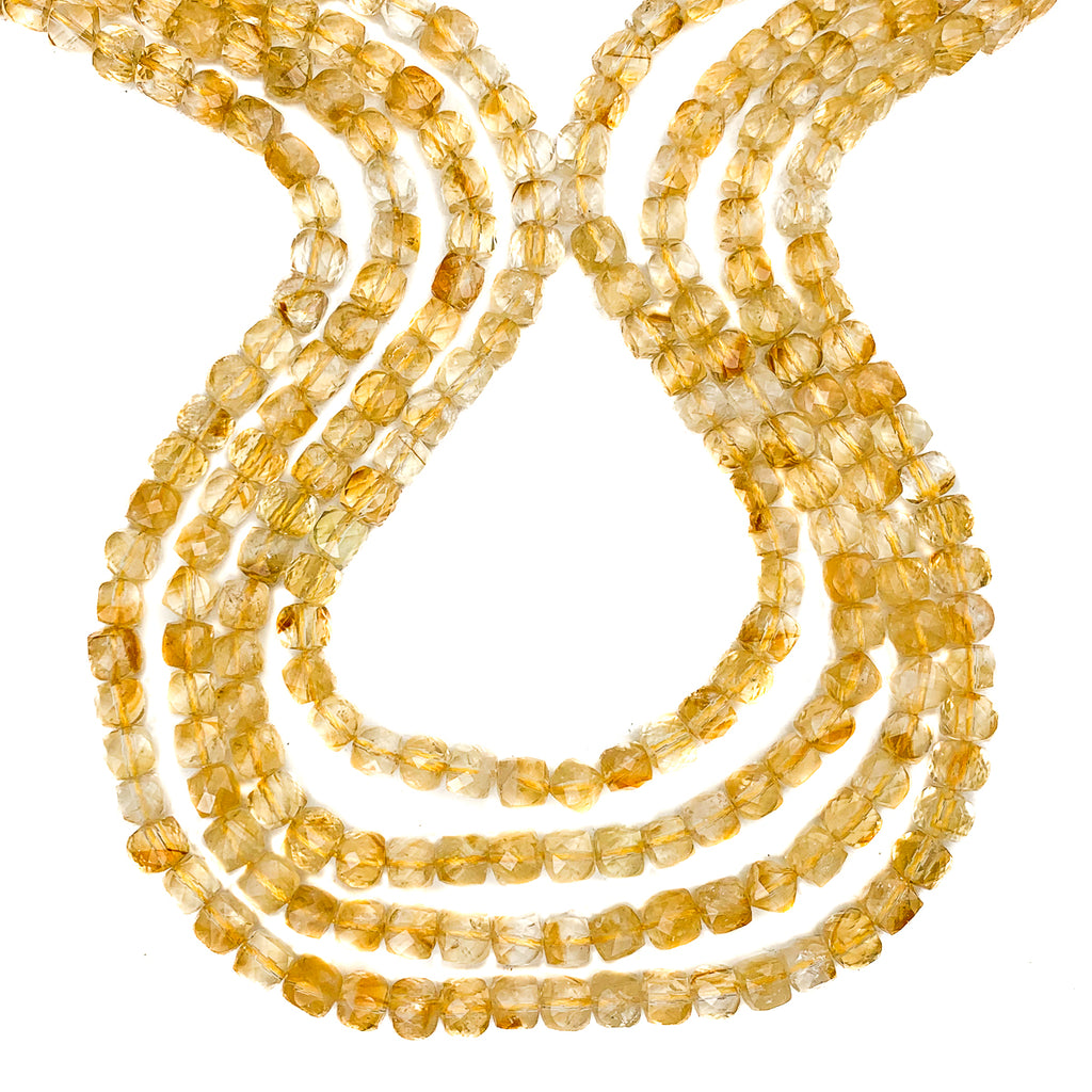 Citrine Faceted 6mm Cubes Bead Strand