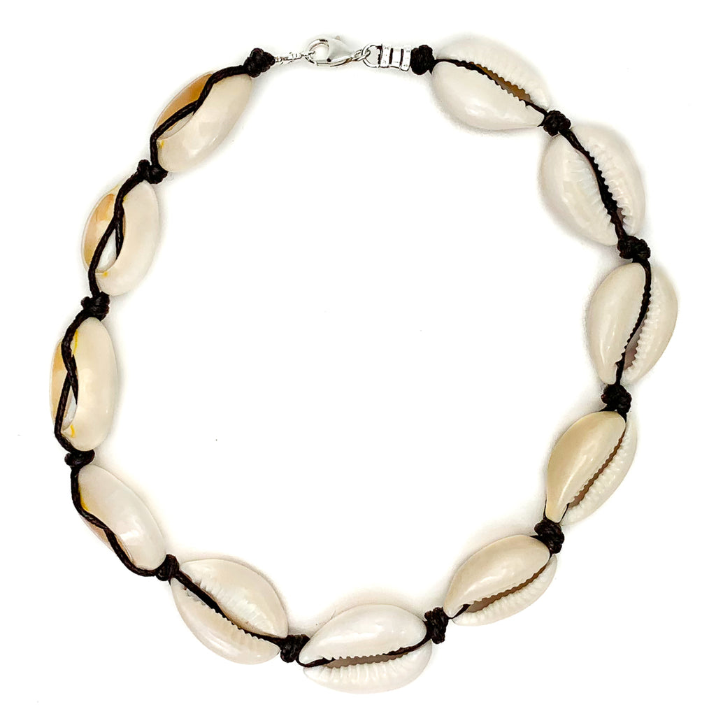 Cowrie Shell Choker Necklace With Sterling Silver Trigger Clasp