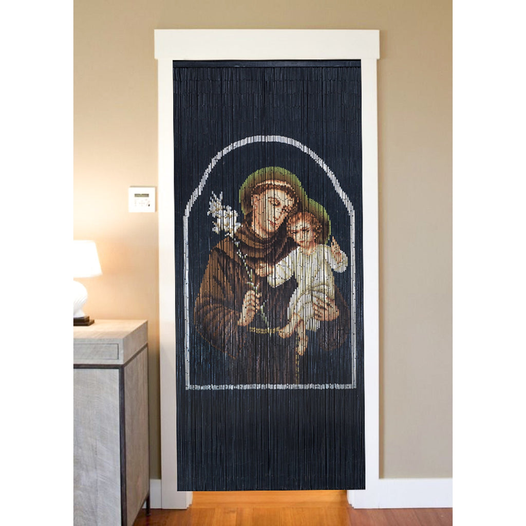 Bamboo Beaded Curtain Hand Painted - St. Anthony