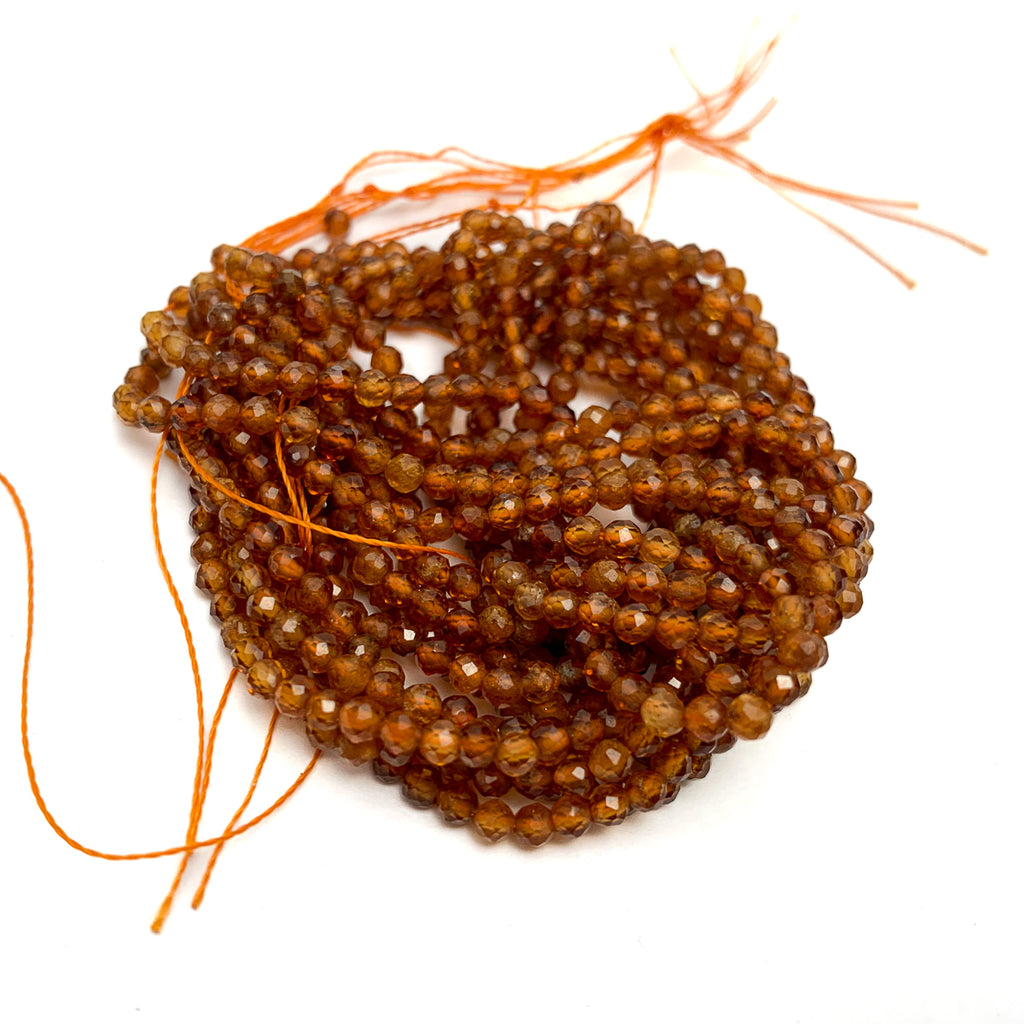 Hessonite Sri Lanka Garnet 3mm Faceted Beads