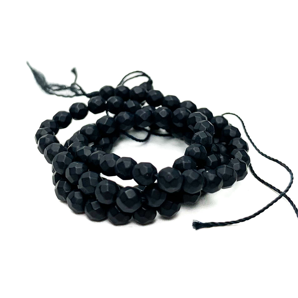 Onyx Matte Faceted 4mm Rounds