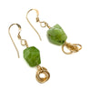 Peridot Faceted Chunk Drop Earrings with Gold Filled Ear Wires