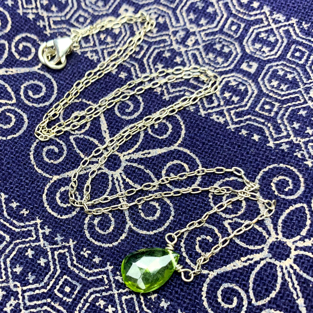Peridot Necklace on Sterling Silver Chain with Sterling Silver Trigger Clasp