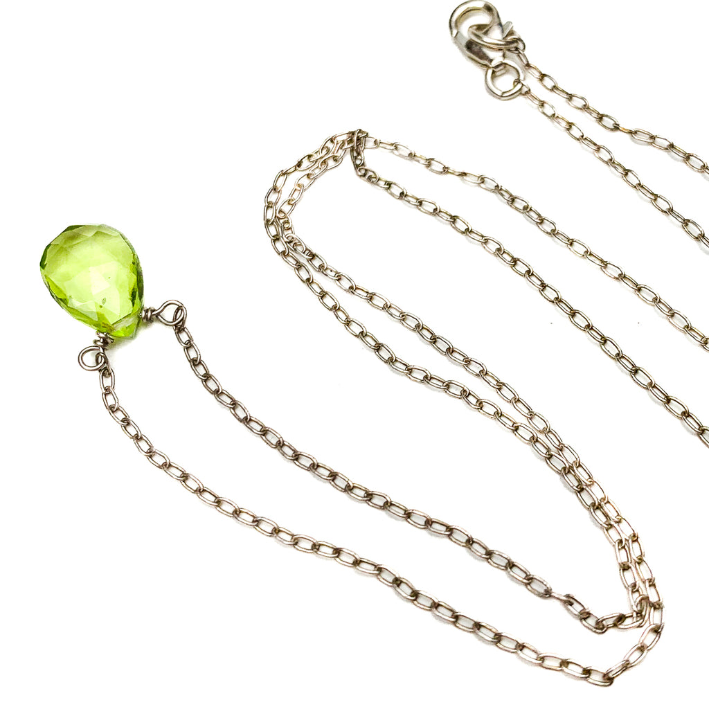 Peridot Necklace on Sterling Silver Chain with Sterling Silver Trigger Clasp