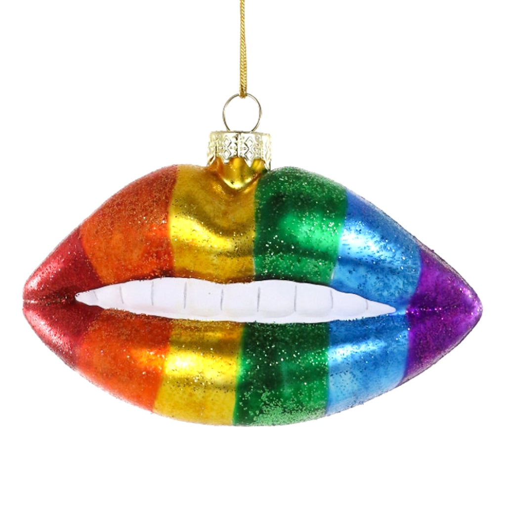 Kiss The Rainbow Lips Ornament