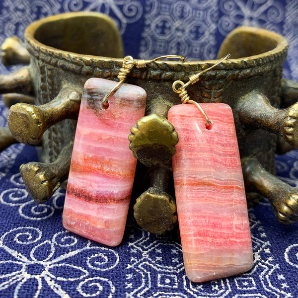 Rhodochrosite Earrings With Gold-Filled French Earwires