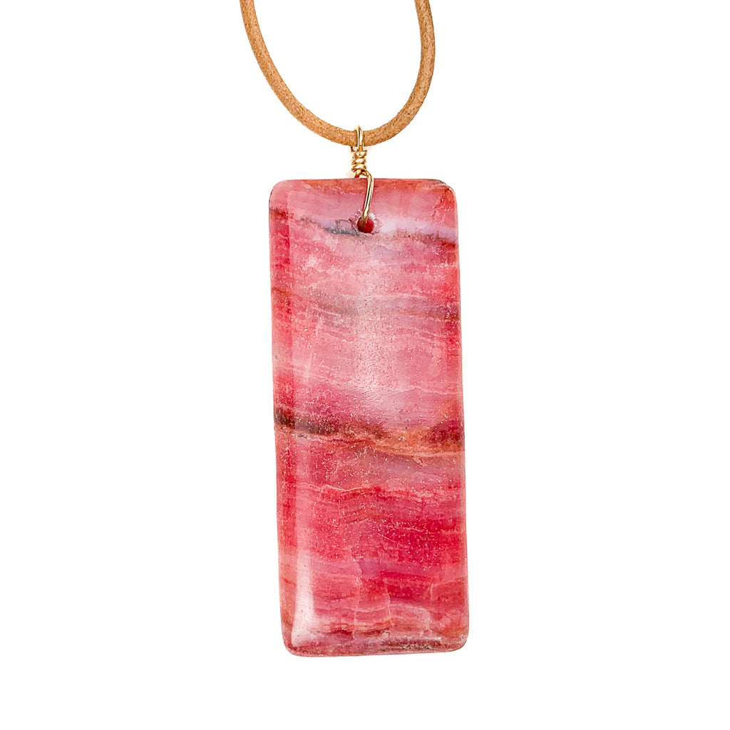 Rhodochrosite Pendant With Gold-Filled Wire-Wrapped Bale
