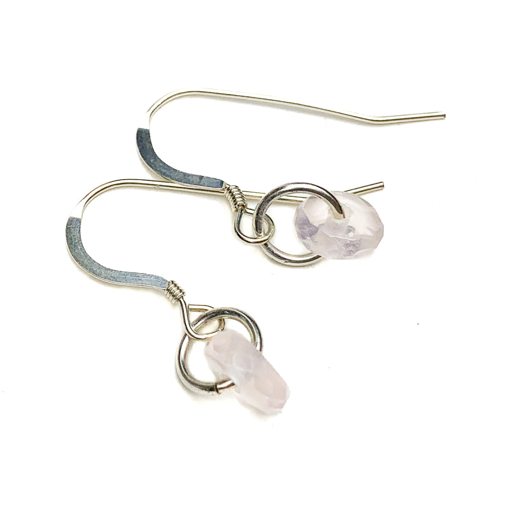 Rose Quartz Earrings With Sterling Silver French Earwires