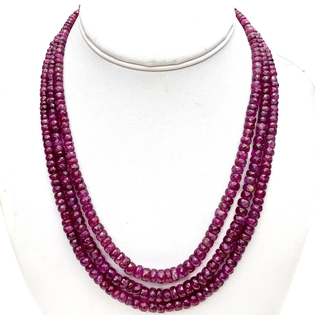 Ruby Faceted Graduated Rondelle Strands